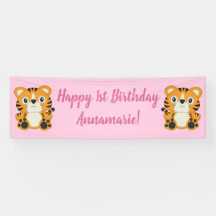 Tiger Birthday Party Pink Spandoek