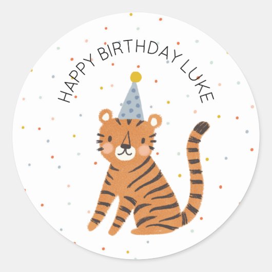 Tiger Birthday Ronde Sticker (Voorkant)
