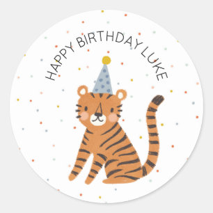 Tiger Birthday Ronde Sticker
