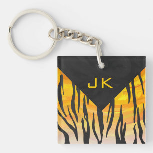 Tiger Black en Oranje afdrukken Sleutelhanger