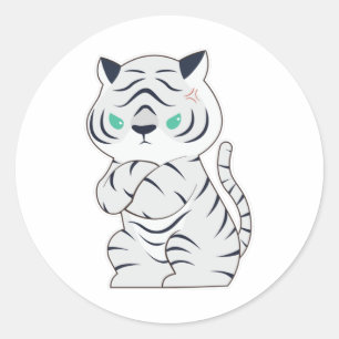 Tiger boos ronde sticker