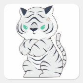 Tiger boos vierkante sticker (Voorkant)