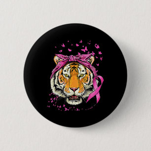 Tiger Breast Cancer Awareness Pink Ribbon Cancer S Ronde Button 5,7 Cm