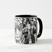 Tiger Café Mug | Tiger Musique noire et blanche (Devant droit)