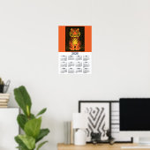 Tiger Calendar Dramatic Orange Black Tiger 2026 Poster (Thuiskantoor)