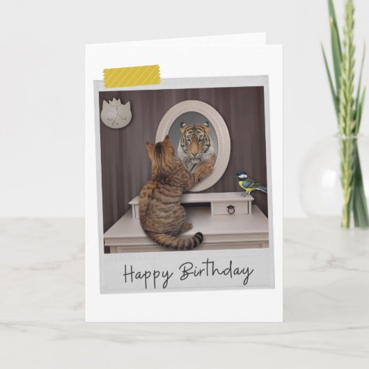 Tiger Cat Funny Birthday Card Kaart (Voorkant)