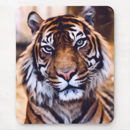 Tiger Cat sluit gekleurde wilde dieren af Muismat (Voorkant)
