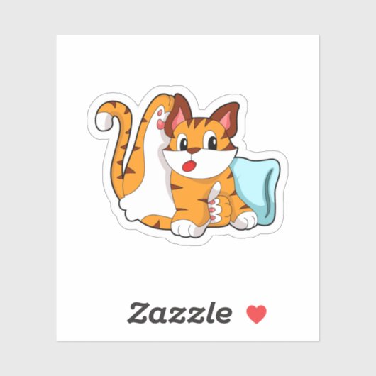 Tiger cat with Pillow Sticker (Vel)