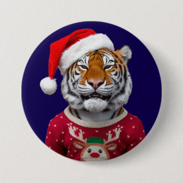 Tiger Christmas Button