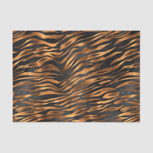 Tiger Copper Black Animal Print Tissuepapier (Voorkant)