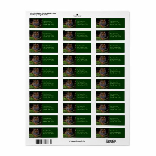 Tiger Crouching in het Oerwoud Etiket (Full Sheet)