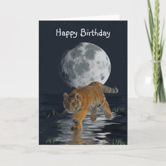 Tiger Cub Wild-Cat Pleine lune Imaginaire carte d'