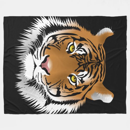 Tiger Custom Fleece Blanket, groot (Voorkant (Horizontaal))