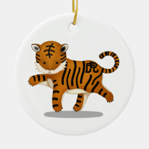 Tiger Cute Astrology Sign. Chinese Zodiac Keramisch Ornament