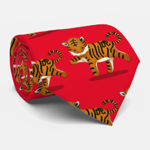 Tiger Cute Astrology Sign. Chinese Zodiac Stropdas