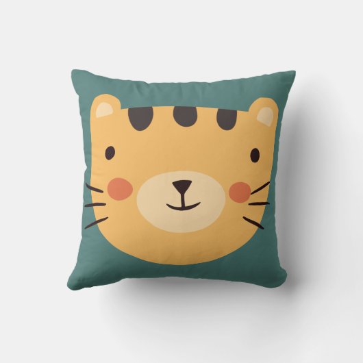 Tiger Cute Green nursery Baby Room Kussen (Achterkant)
