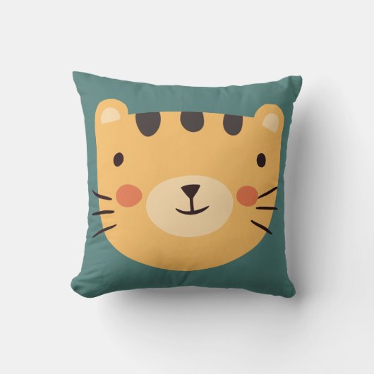 Tiger Cute Green nursery Baby Room Kussen (Voorkant)