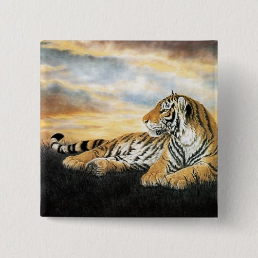 Tiger Dawn Vierkante Button 5,1 Cm (Voorkant)