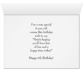 Tiger Design Carte personnalisée 6e anniversaire (Intérieur Horizontal (Bas))