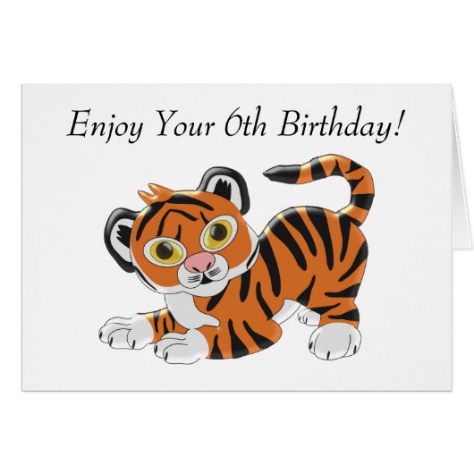 Tiger Design Carte personnalisée 6e anniversaire (Devant horizontal)
