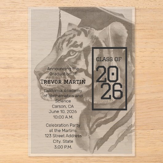 Tiger Design | Cartes d'invitation de remise de di (Recto)