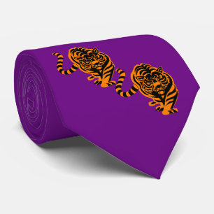 Tiger Design Oranje/Black Team Mascot Necktie Stropdas
