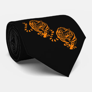Tiger Design Oranje/Black Team Mascot Necktie Stropdas