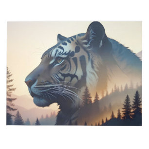 Tiger Double Exposure Animal Natuur Wilderness Out Notitieblok