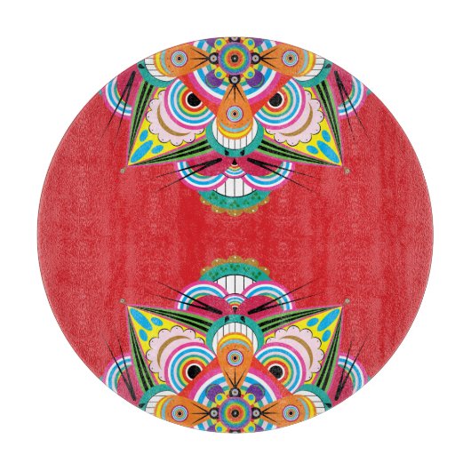 Tiger Dragon Mandala Glass Cutting Board Snijplank (Voorkant)