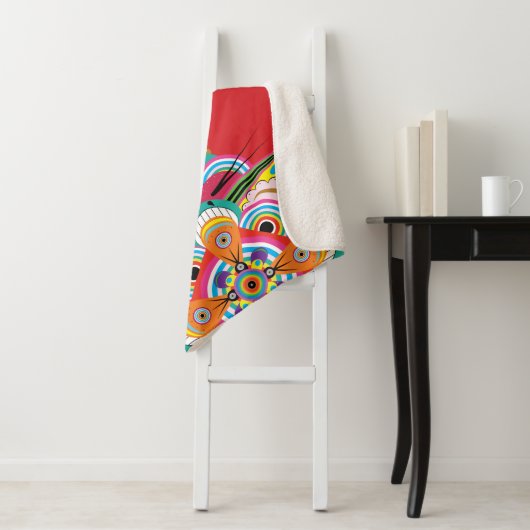 Tiger Dragon Mandala Petite couverture Sherpa (En situation)