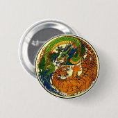 Tiger & Dragon Yin Yang Ronde Button 5,7 Cm (Voorkant /achterkant)