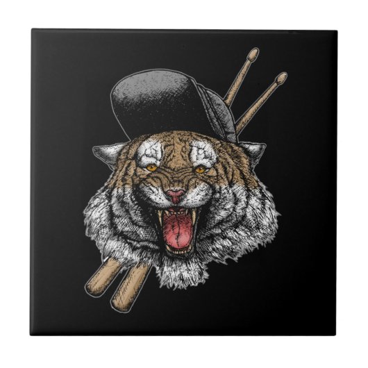 Tiger Drummer Tegeltje (Voorkant)