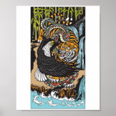 Tiger, Eagle en Snake vechten. Grafische kunst Poster (Voorkant)