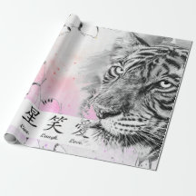 TIGER EN BUTTERFLIES VOOR Wrapping, IN PINK