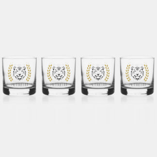 tiger en Laurels Whisky Glas