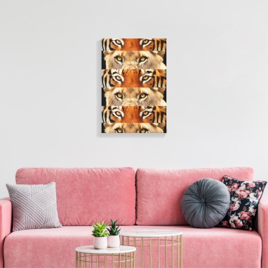 Tiger- en luiogen Foto Canvas Afdruk (Insitu (Woonkamer))
