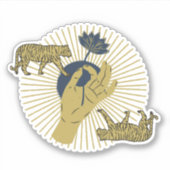 Tiger en Sunburst Boho Graphic Sticker (Voorkant)