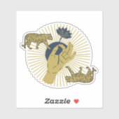 Tiger en Sunburst Boho Graphic Sticker (Vel)