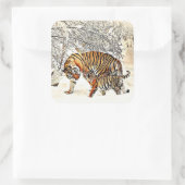Tiger et son bébé Sticker Snowy Woods Jour d'hiver (Sac)