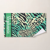 Tiger et zèbre imprimé vert et poster de animal br (Serviette à main)