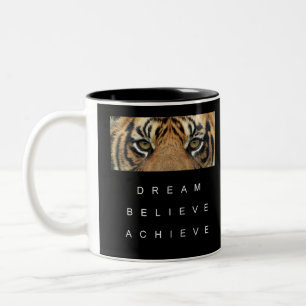 Tiger Eye Motivatie citaat zwart-wit Tweekleurige Koffiemok