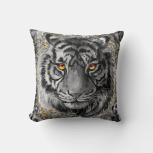 Tiger Eyes   Kleurrijke tijgertekening   Donker Kussen