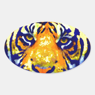 Tiger Eyes Pop Art Ovale Sticker