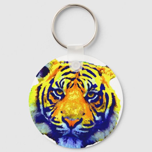 Tiger Eyes Pop Art Sleutelhanger (Voorkant)