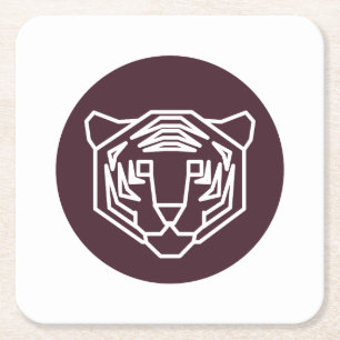 Tiger Face Badge Vierkante Kartonnen Onderzetter