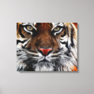 Tiger Face Close Ingepakt Canvas Afdruk