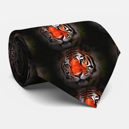 Tiger Face Cravate - Unique Design Art Moderne (Roulé)