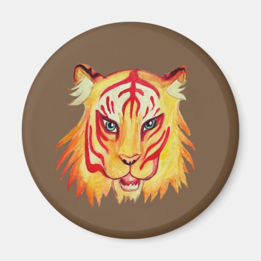 Tiger Face Drawing Standaard, 5,7 cm ronde magneet (Voorkant)