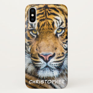 Tiger Face - Gepersonaliseerde naam iPhone X Hoesje
