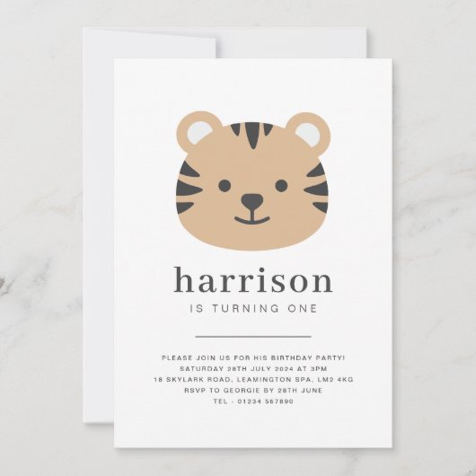 Tiger Face - Invitation d'anniversaire (Devant)